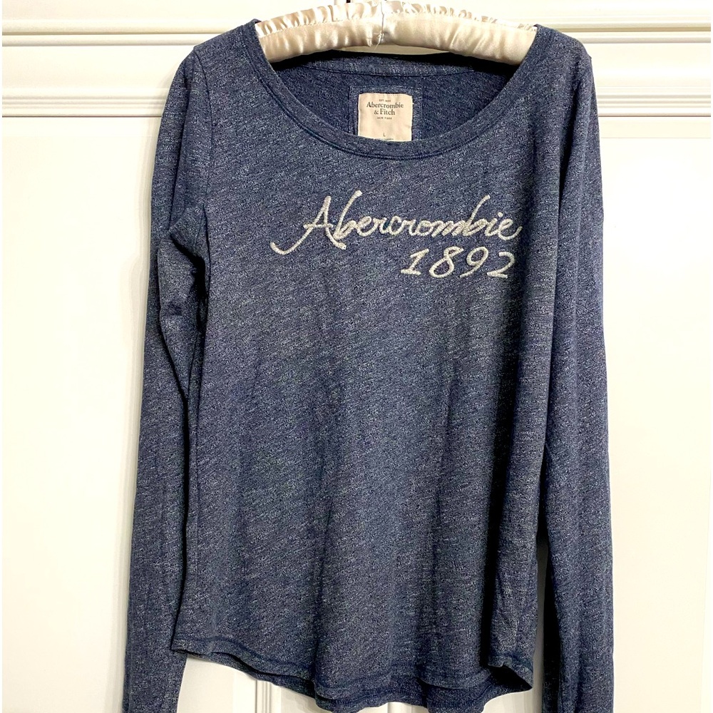 Abercrombie & Fitch Women’s Large Long Sleeve Blue T Shirt Top Sweater
